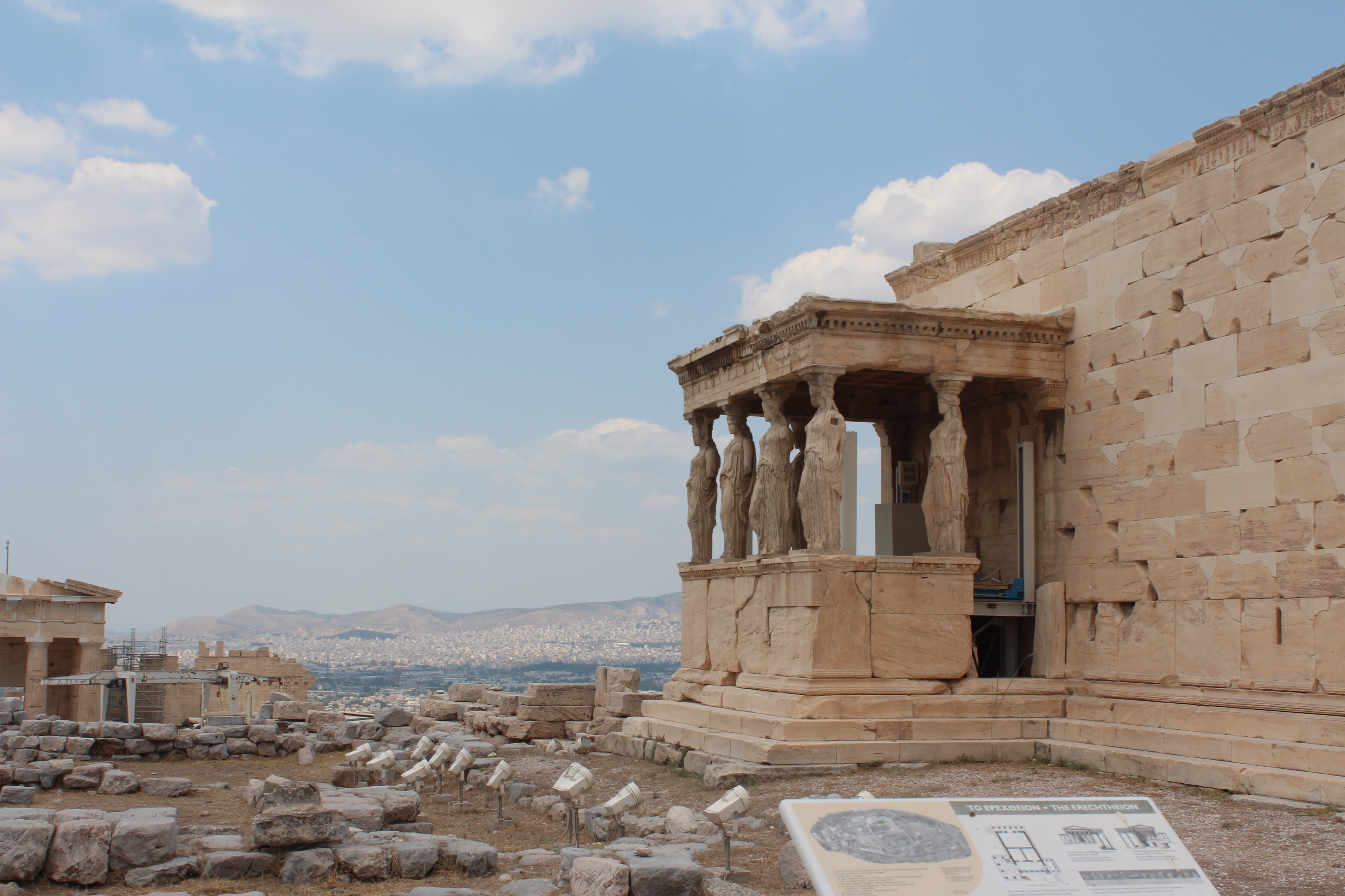 carytids at the erechtheion in the acropolis athens, greece