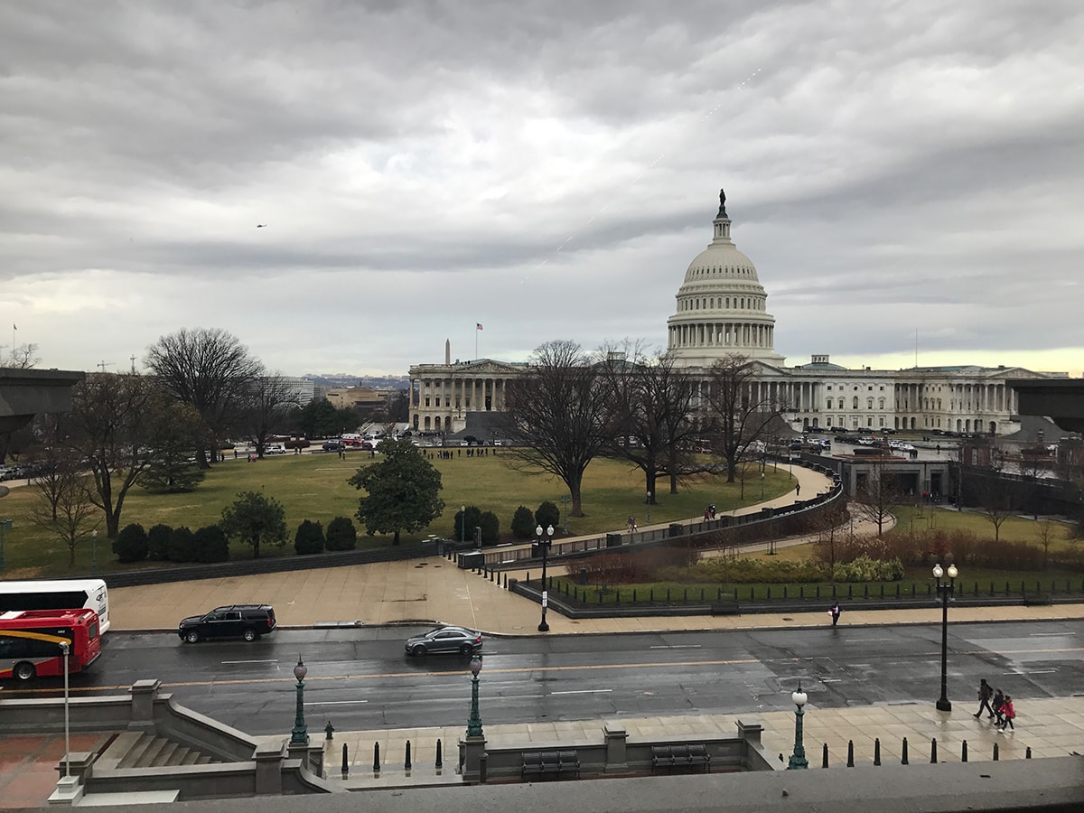 The United States Capitol building as seen from the Library of Congress